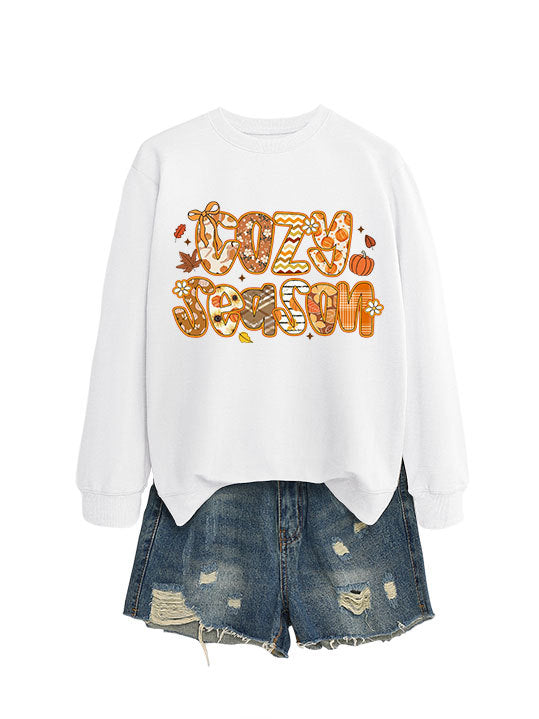 Kvinnors sweatshirt med kreativ höstdesign och avslappnad passform Mirla-Eva Jonsson