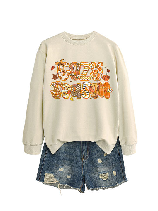 Kvinnors sweatshirt med kreativ höstdesign och avslappnad passform Mirla-Eva Jonsson