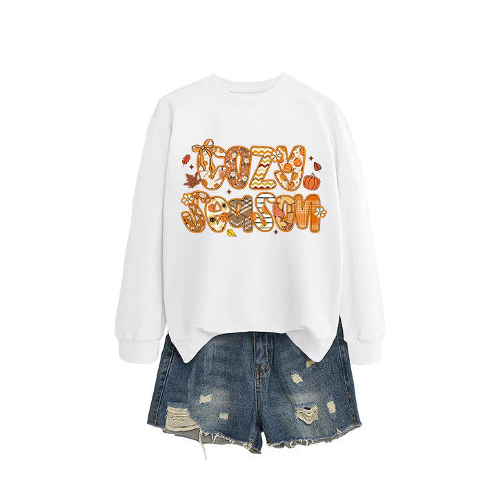 Kvinnors sweatshirt med kreativ höstdesign och avslappnad passform Mirla-Eva Jonsson