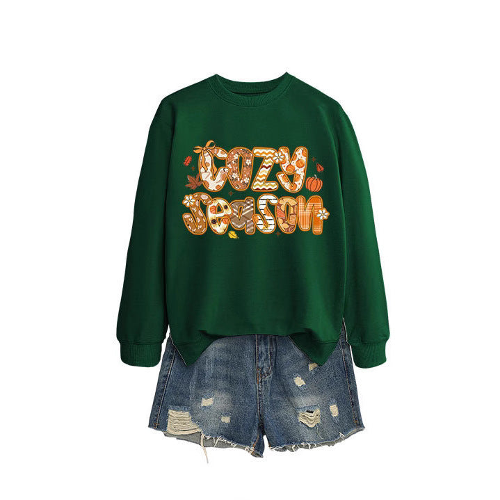 Kvinnors sweatshirt med kreativ höstdesign och avslappnad passform Mirla-Eva Jonsson
