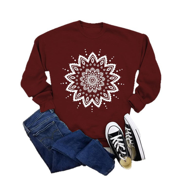 Kvinnors sweatshirt med kreativ mandala-design och avslappnad passform Mirla-Eva Jonsson