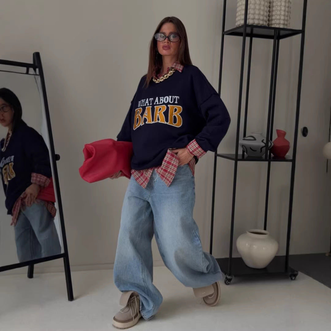 Kvinnors sweatshirt med kreativ text och avslappnad passform Mirla-Eva Jonsson