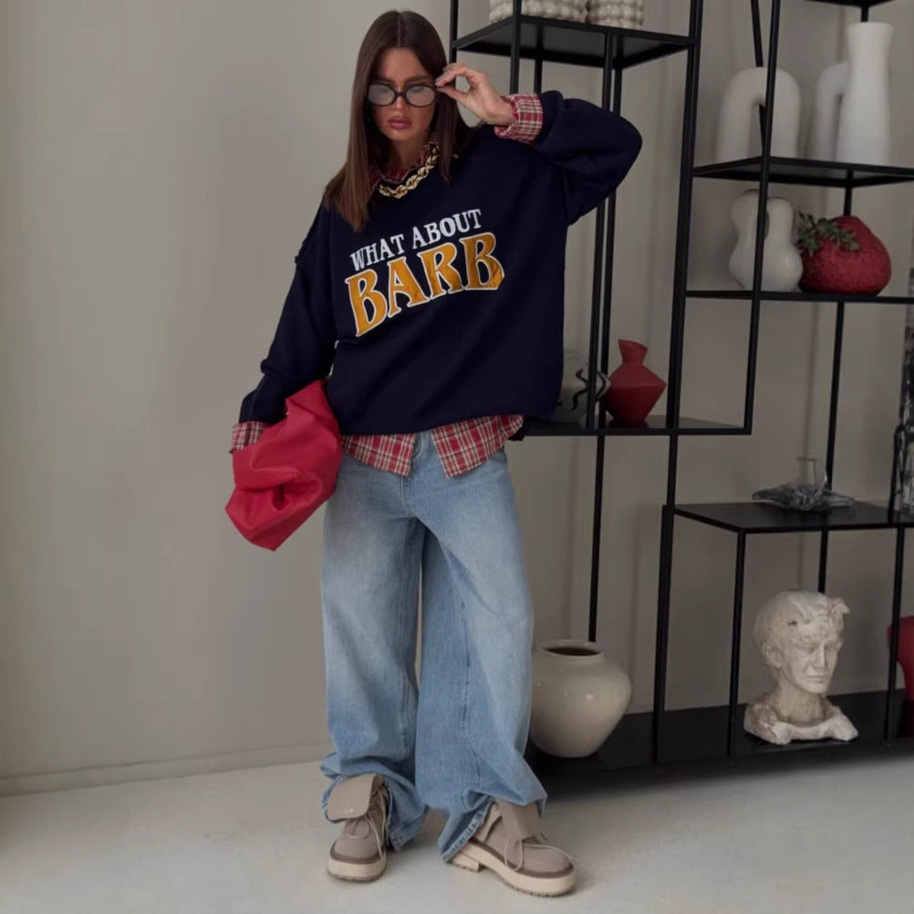 Kvinnors sweatshirt med kreativ text och avslappnad passform Mirla-Eva Jonsson
