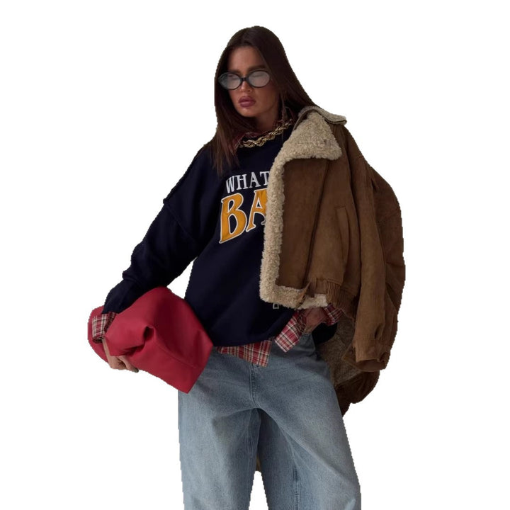 Kvinnors sweatshirt med kreativ text och avslappnad passform Mirla-Eva Jonsson