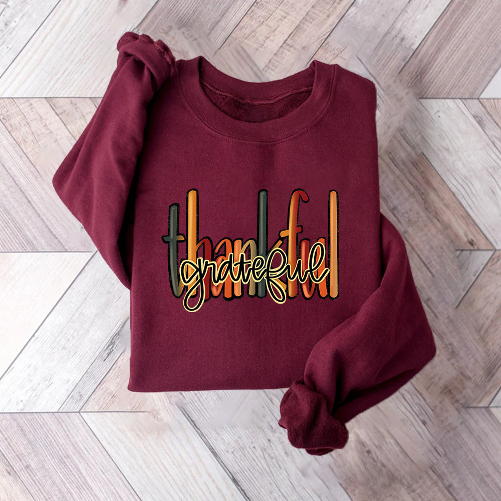 Kvinnors sweatshirt med kreativ "thankful" text och bekväm passform Mirla-Eva Jonsson