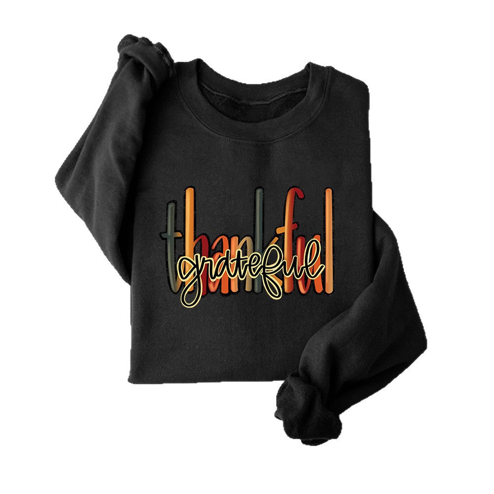 Kvinnors sweatshirt med kreativ "thankful" text och bekväm passform Mirla-Eva Jonsson