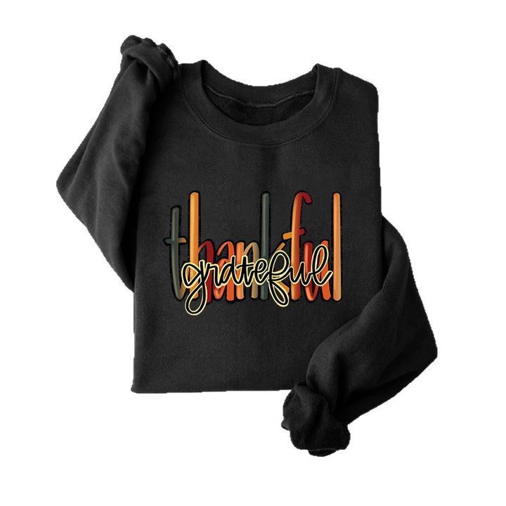 Kvinnors sweatshirt med kreativ "thankful" text och bekväm passform Mirla-Eva Jonsson