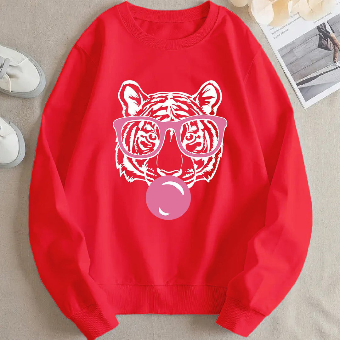 Kvinnors sweatshirt med kreativ tigerdesign och avslappnad passform Mirla-Eva Jonsson