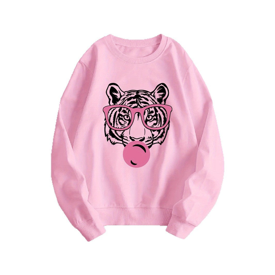 Kvinnors sweatshirt med kreativ tigerdesign och avslappnad passform Mirla-Eva Jonsson