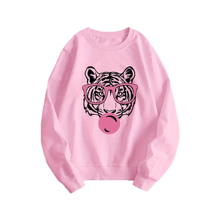 Kvinnors sweatshirt med kreativ tigerdesign och avslappnad passform Mirla-Eva Jonsson