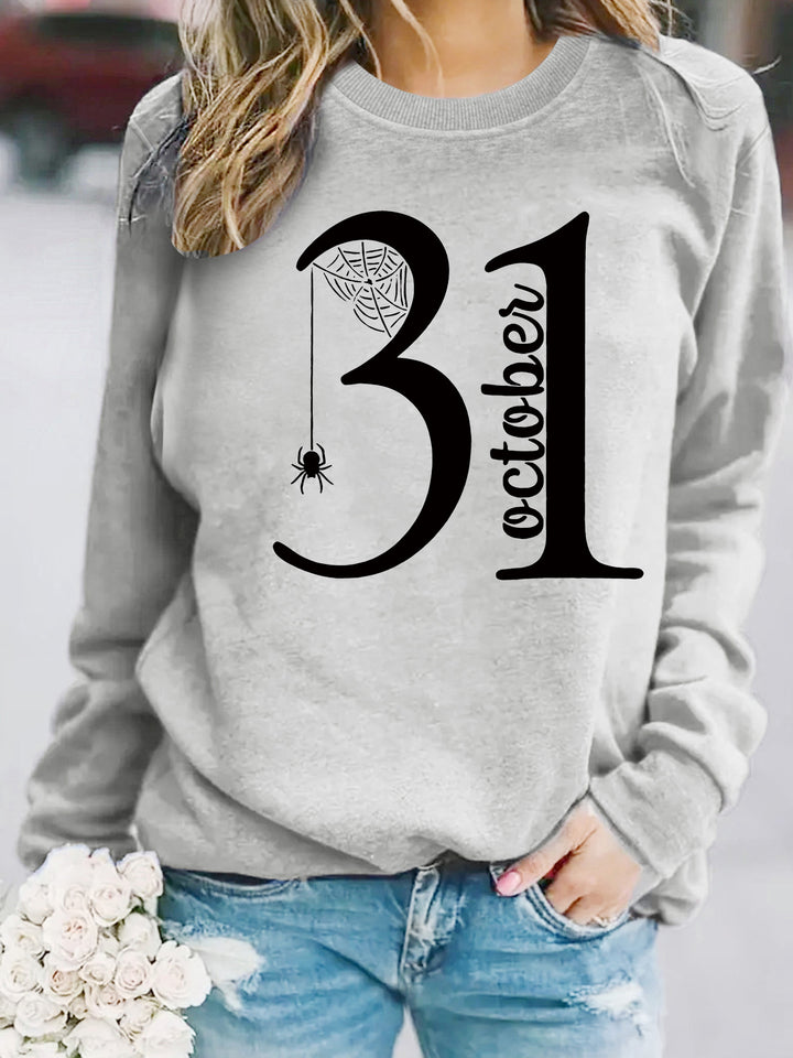 Kvinnors sweatshirt med kreativt Halloween-motiv och bekväm passform Mirla-Eva Jonsson
