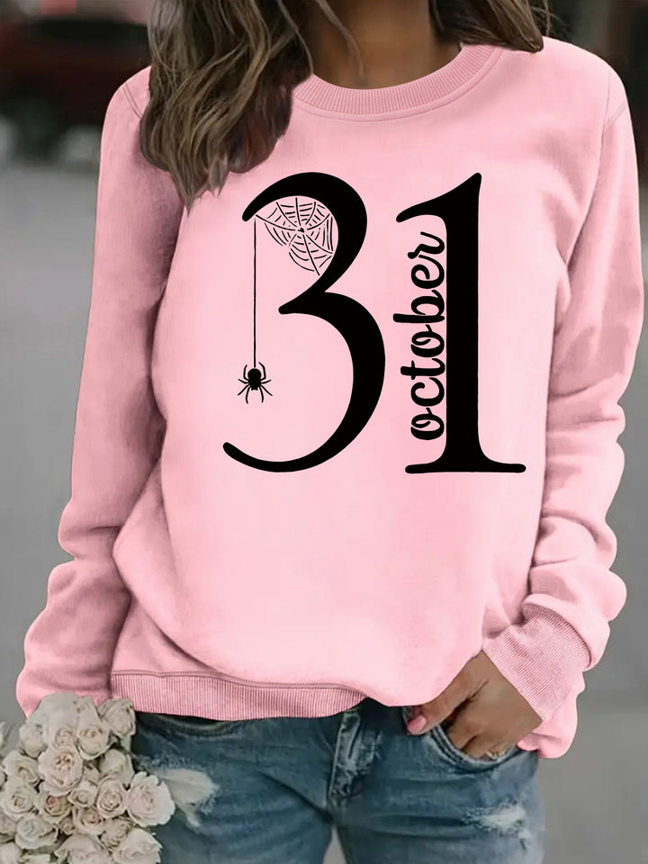 Kvinnors sweatshirt med kreativt Halloween-motiv och bekväm passform Mirla-Eva Jonsson
