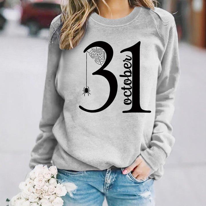 Kvinnors sweatshirt med kreativt Halloween-motiv och bekväm passform Mirla-Eva Jonsson