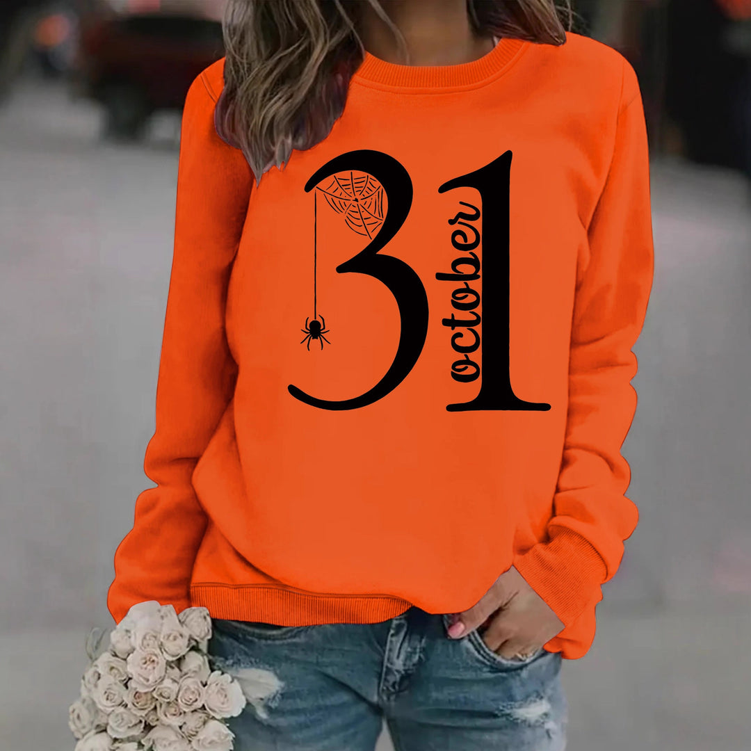 Kvinnors sweatshirt med kreativt Halloween-motiv och bekväm passform Mirla-Eva Jonsson