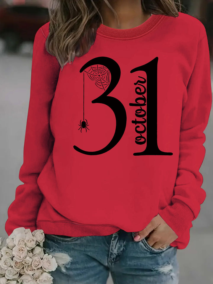 Kvinnors sweatshirt med kreativt Halloween-motiv och bekväm passform Mirla-Eva Jonsson