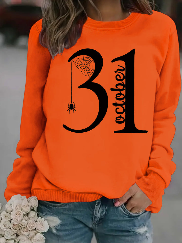 Kvinnors sweatshirt med kreativt Halloween-motiv och bekväm passform Mirla-Eva Jonsson