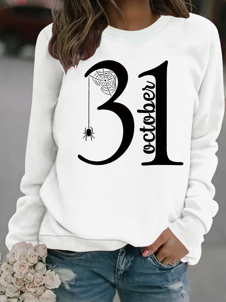 Kvinnors sweatshirt med kreativt Halloween-motiv och bekväm passform Mirla-Eva Jonsson