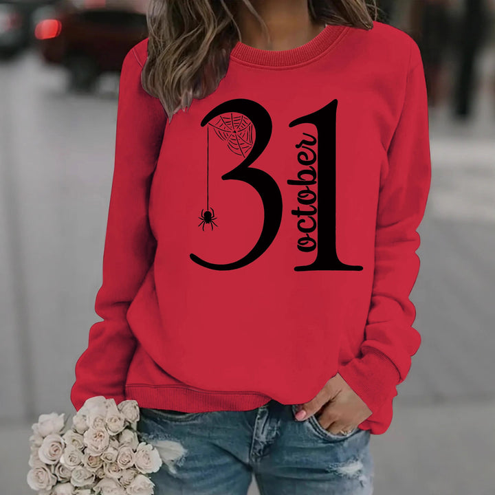 Kvinnors sweatshirt med kreativt Halloween-motiv och bekväm passform Mirla-Eva Jonsson