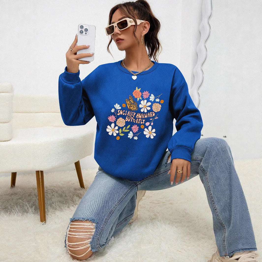 Kvinnors sweatshirt med kreativt blommönster och inspirerande tryck Mirla-Eva Jonsson