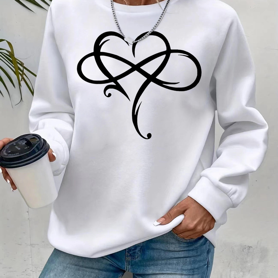Kvinnors sweatshirt med kreativt hjärt-design och avslappnad passform Mirla-Eva Jonsson