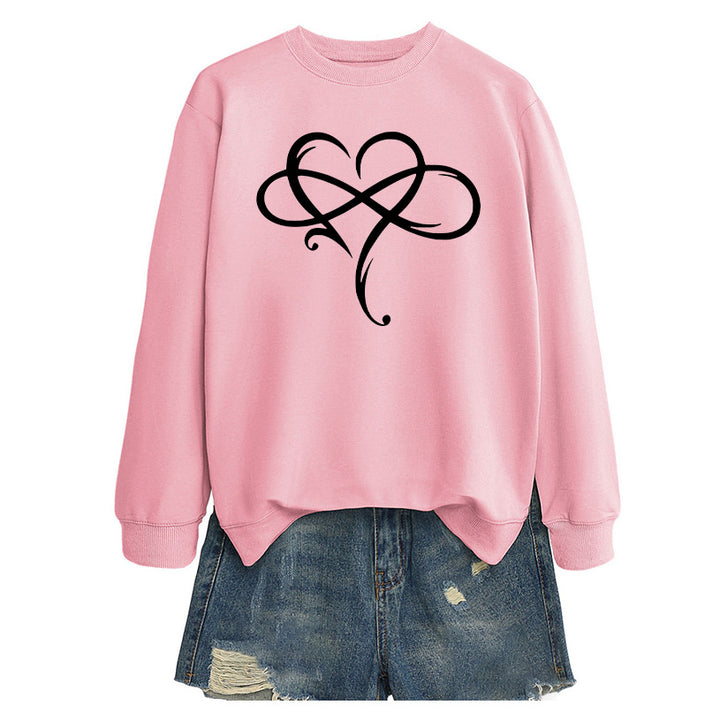 Kvinnors sweatshirt med kreativt hjärt-design och avslappnad passform Mirla-Eva Jonsson