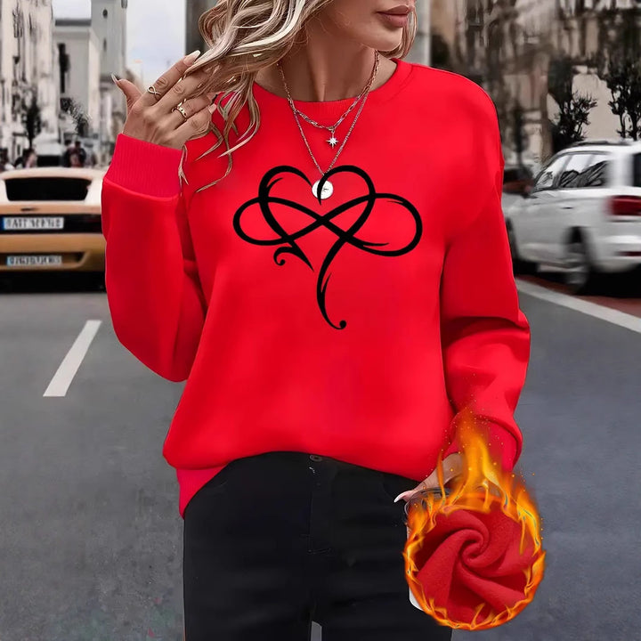 Kvinnors sweatshirt med kreativt hjärt-design och avslappnad passform Mirla-Eva Jonsson