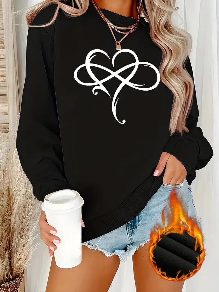 Kvinnors sweatshirt med kreativt hjärt-design och avslappnad passform Mirla-Eva Jonsson