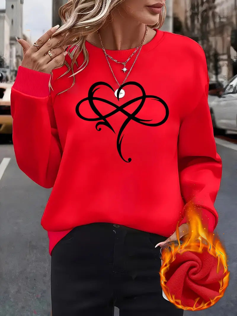 Kvinnors sweatshirt med kreativt hjärt-design och avslappnad passform Mirla-Eva Jonsson