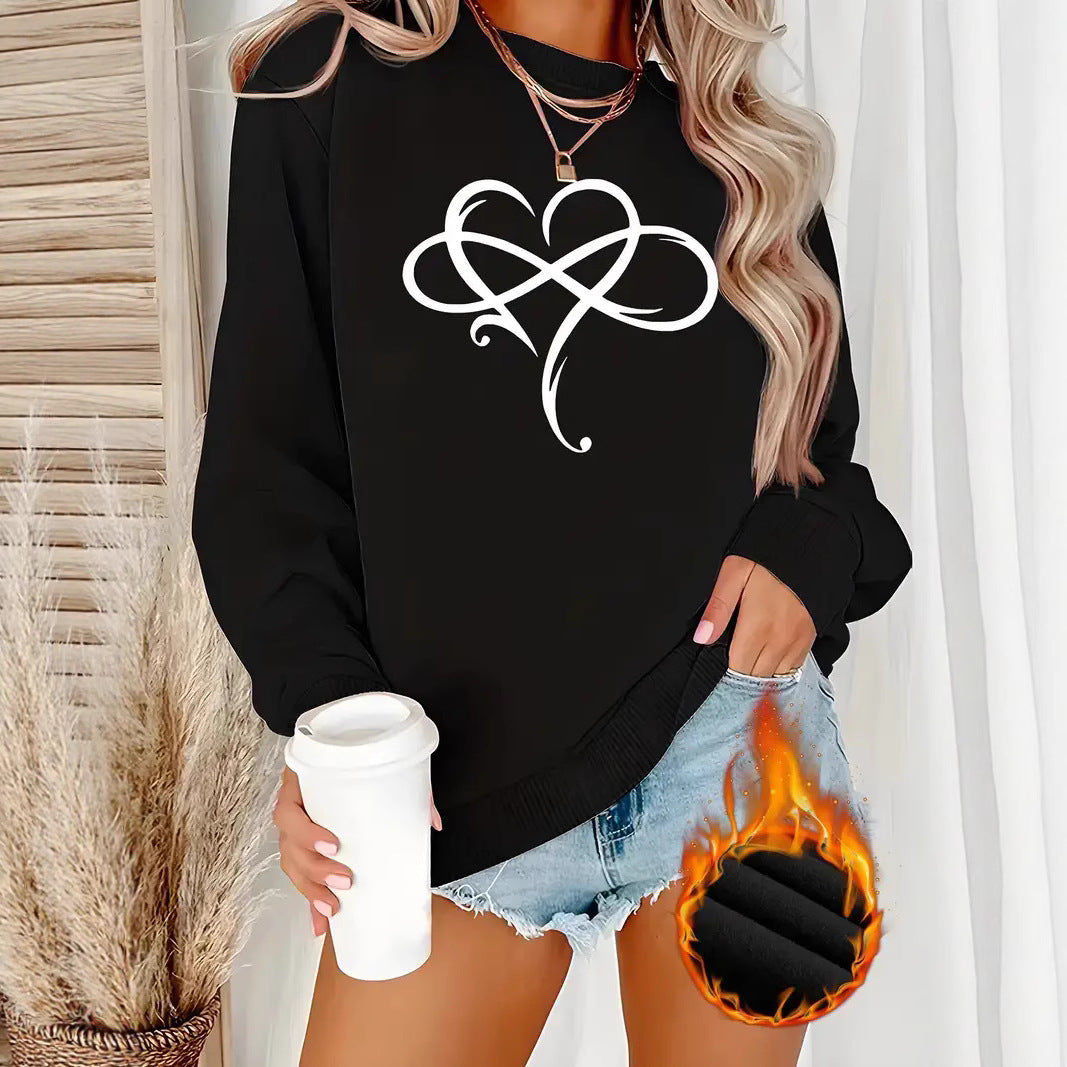 Kvinnors sweatshirt med kreativt hjärt-design och avslappnad passform Mirla-Eva Jonsson