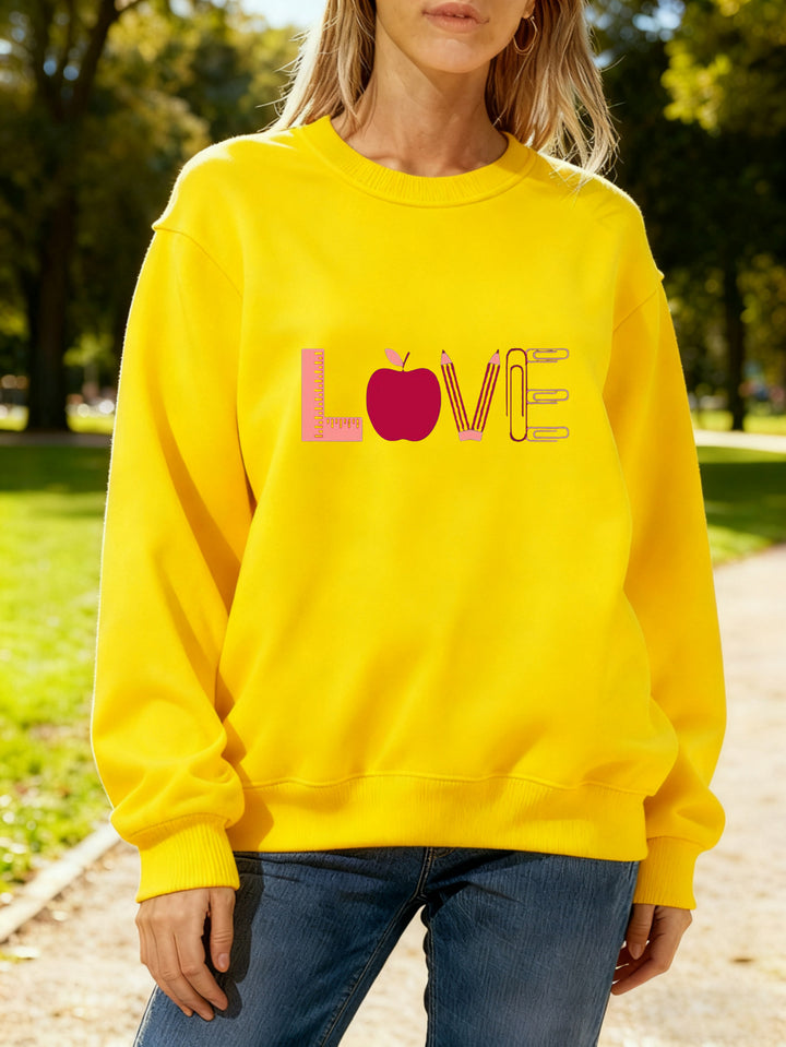 Kvinnors sweatshirt med kreativt kärleksmotiv Mirla-Eva Jonsson