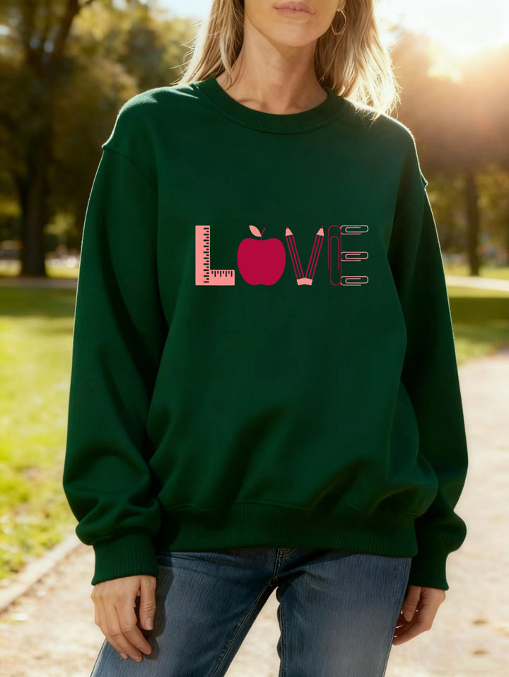 Kvinnors sweatshirt med kreativt kärleksmotiv Mirla-Eva Jonsson