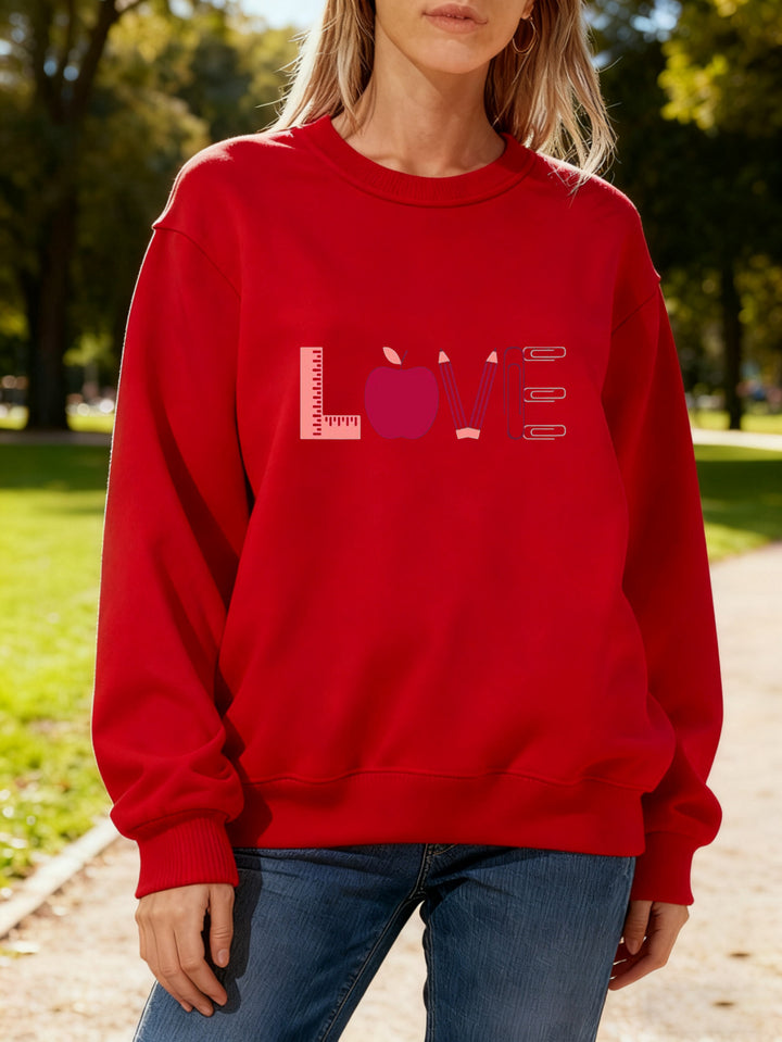 Kvinnors sweatshirt med kreativt kärleksmotiv Mirla-Eva Jonsson