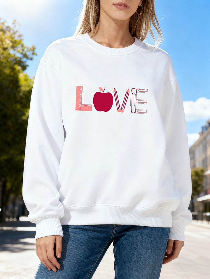 Kvinnors sweatshirt med kreativt kärleksmotiv Mirla-Eva Jonsson