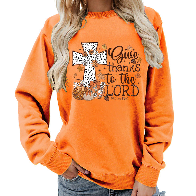 Kvinnors sweatshirt med kreativt korstryck och höstdesign Mirla-Eva Jonsson