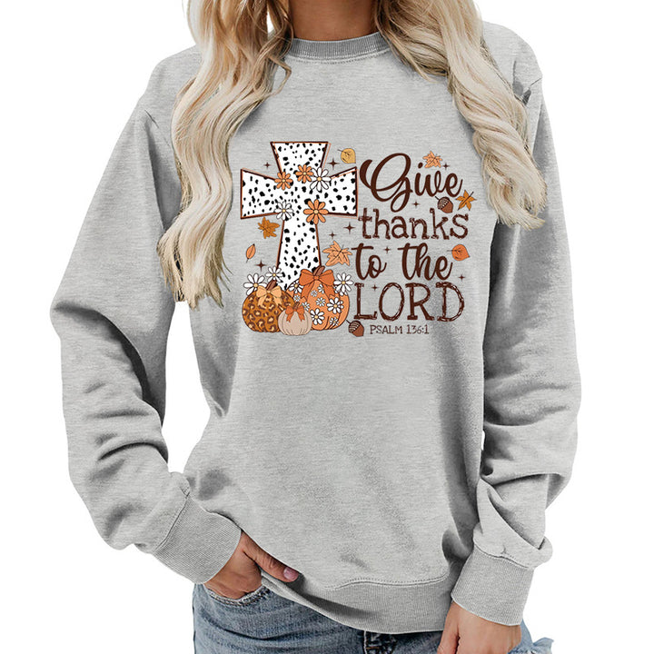 Kvinnors sweatshirt med kreativt korstryck och höstdesign Mirla-Eva Jonsson