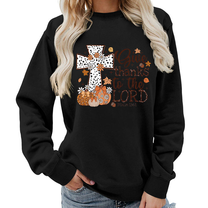 Kvinnors sweatshirt med kreativt korstryck och höstdesign Mirla-Eva Jonsson