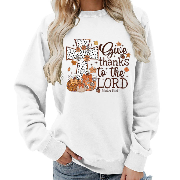 Kvinnors sweatshirt med kreativt korstryck och höstdesign Mirla-Eva Jonsson