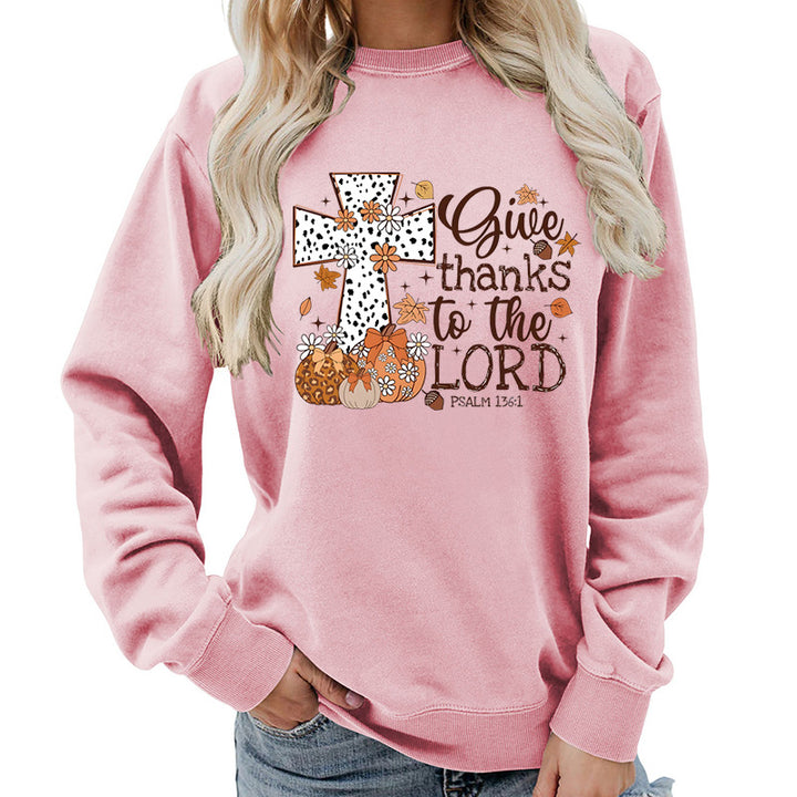 Kvinnors sweatshirt med kreativt korstryck och höstdesign Mirla-Eva Jonsson