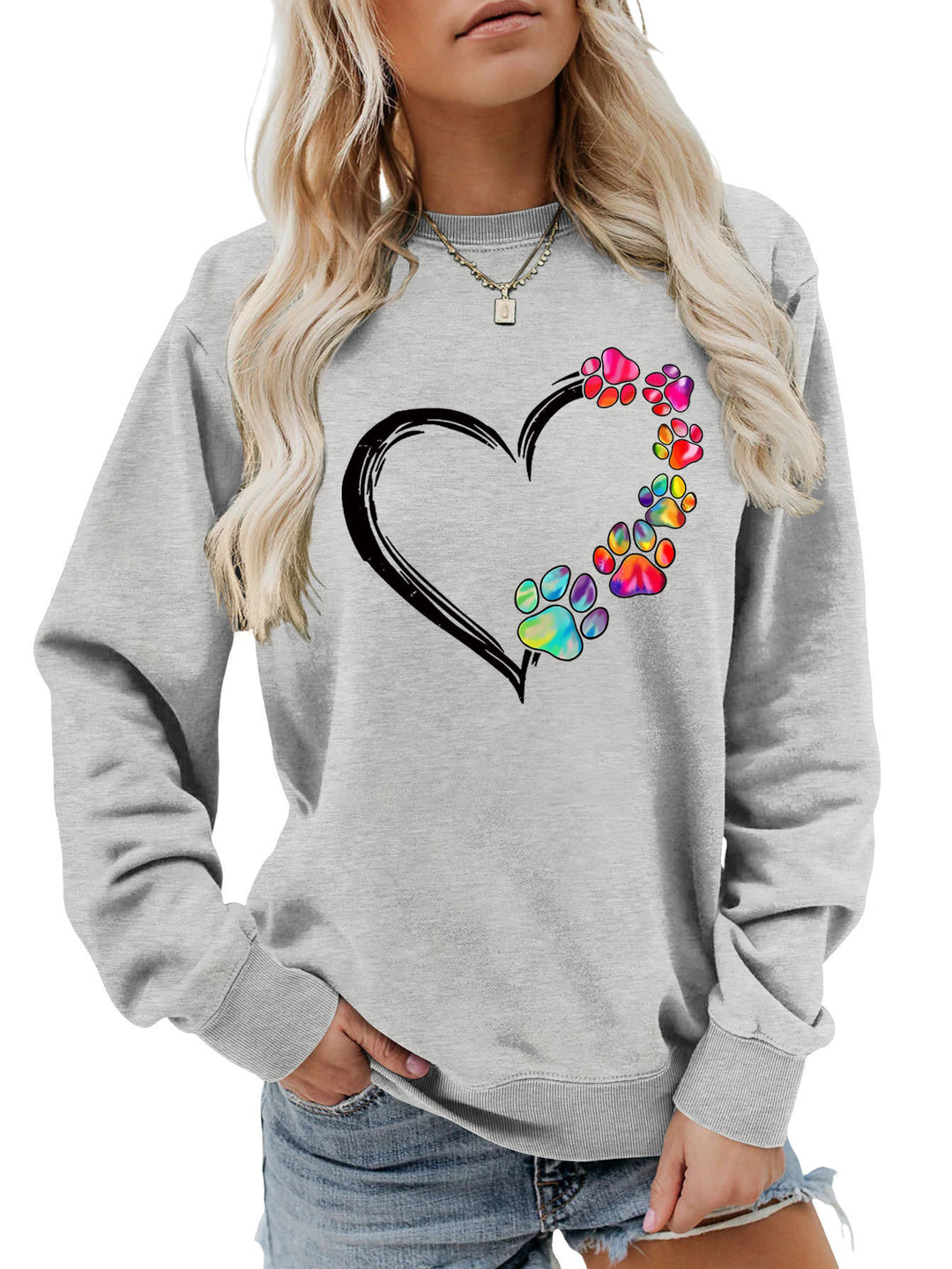 Kvinnors sweatshirt med kreativt tass-hjärta design Mirla-Eva Jonsson