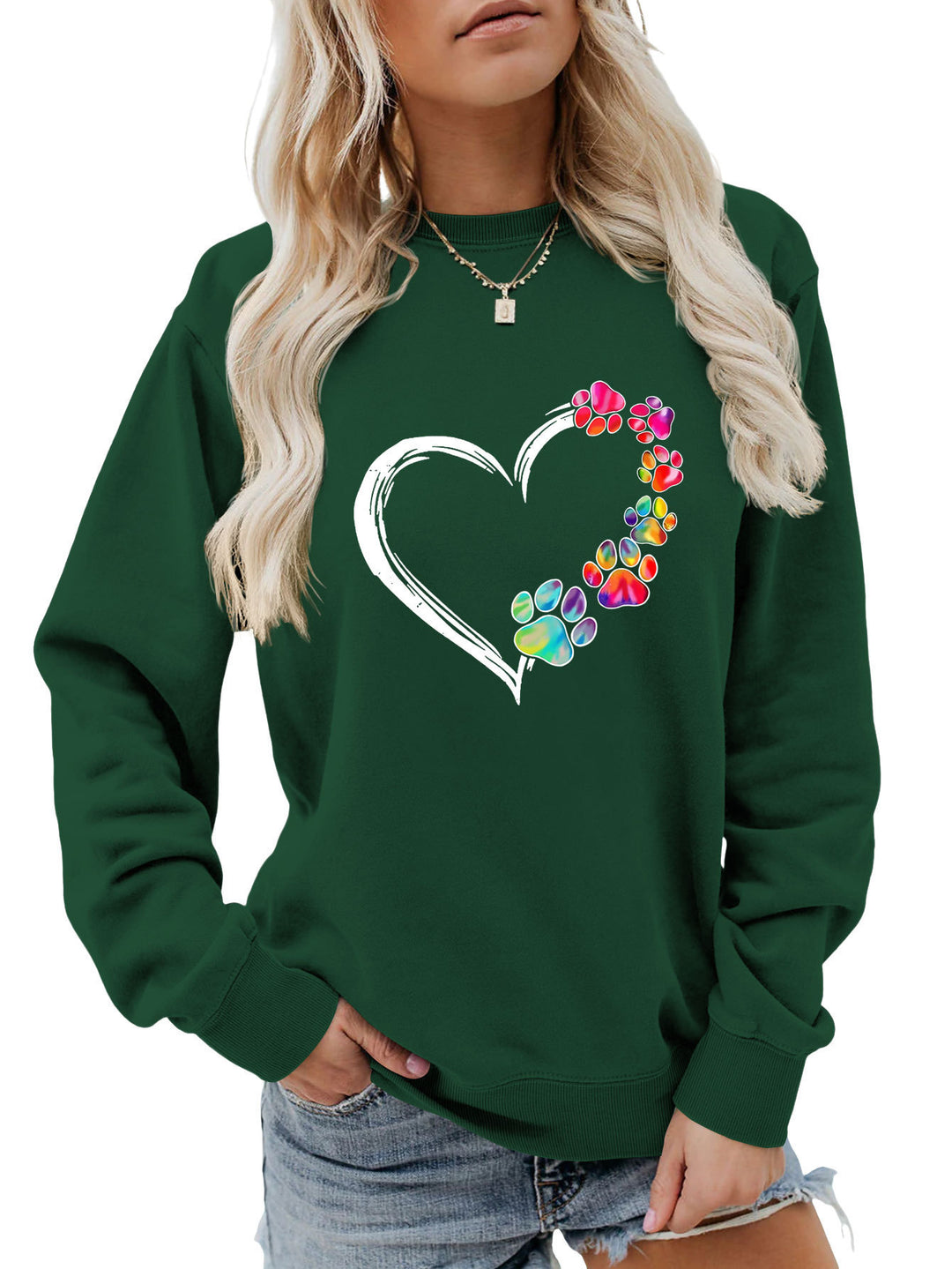 Kvinnors sweatshirt med kreativt tass-hjärta design Mirla-Eva Jonsson
