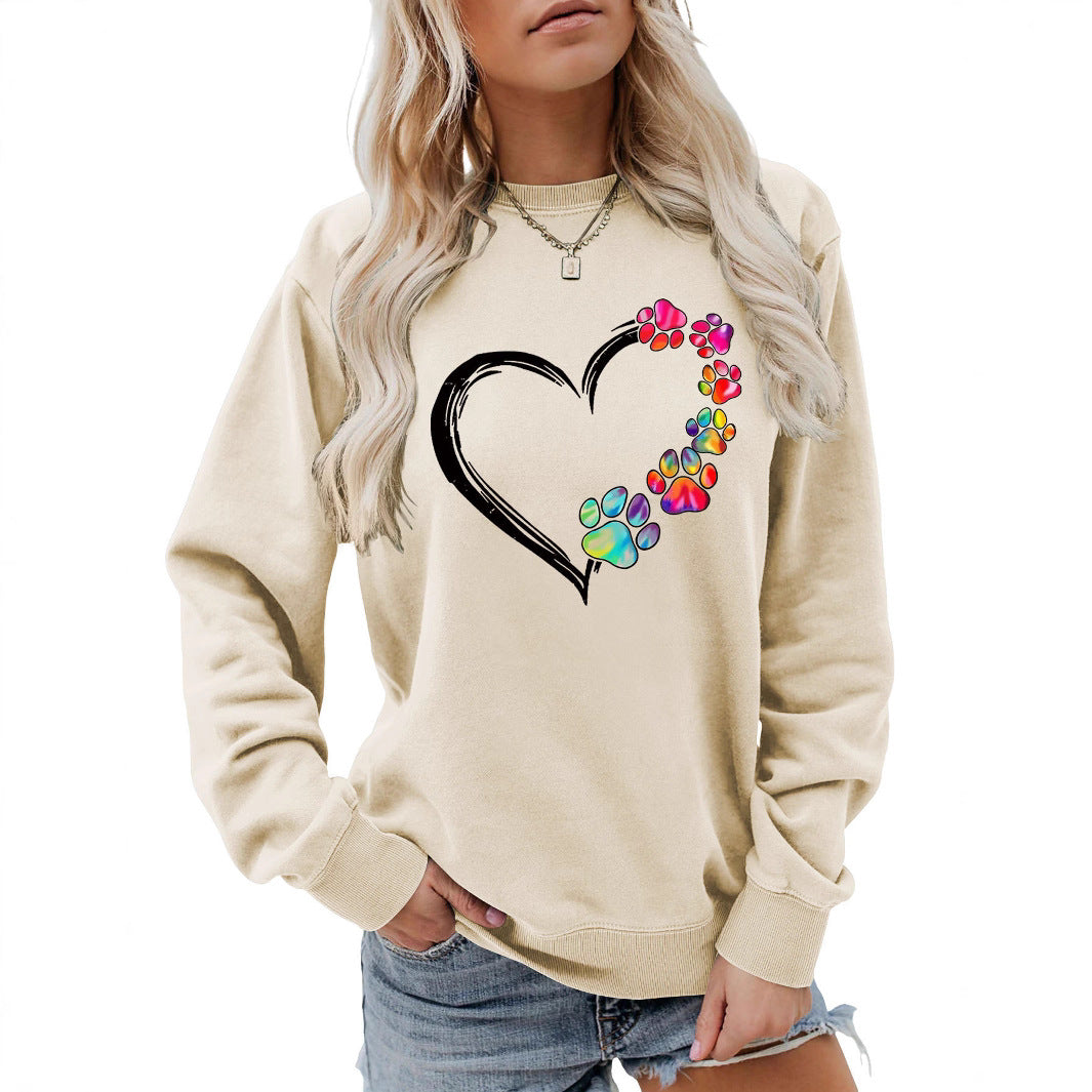 Kvinnors sweatshirt med kreativt tass-hjärta design Mirla-Eva Jonsson