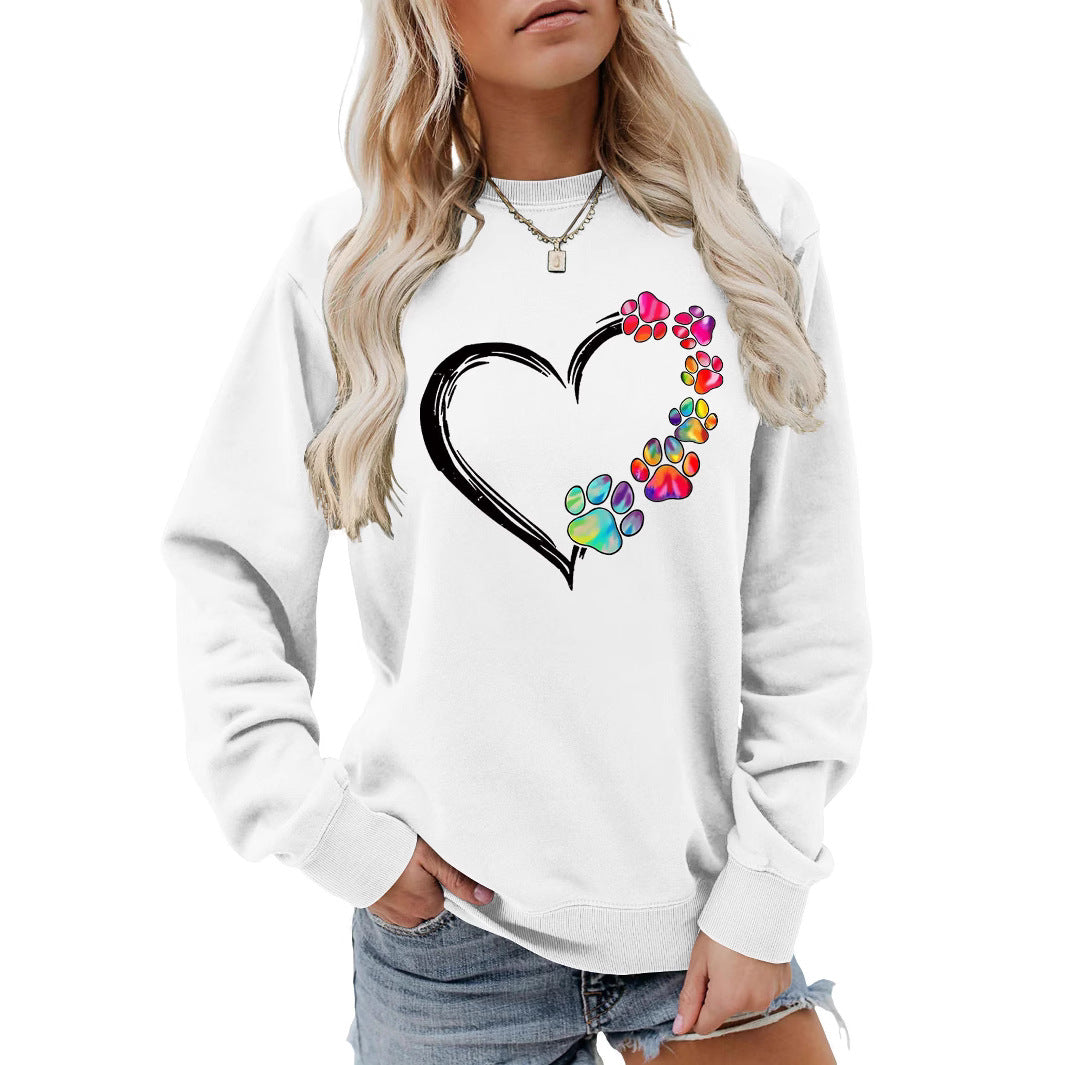 Kvinnors sweatshirt med kreativt tass-hjärta design Mirla-Eva Jonsson