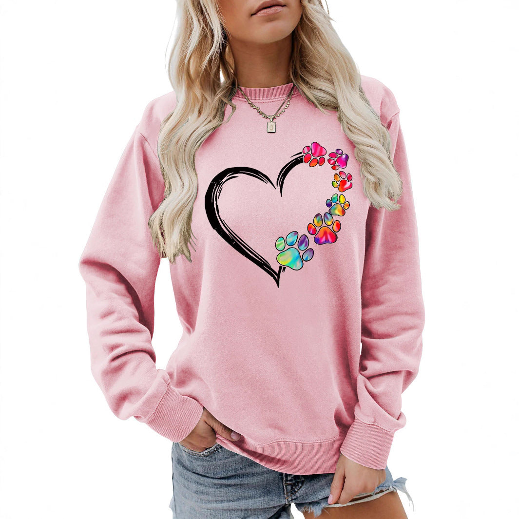 Kvinnors sweatshirt med kreativt tass-hjärta design Mirla-Eva Jonsson