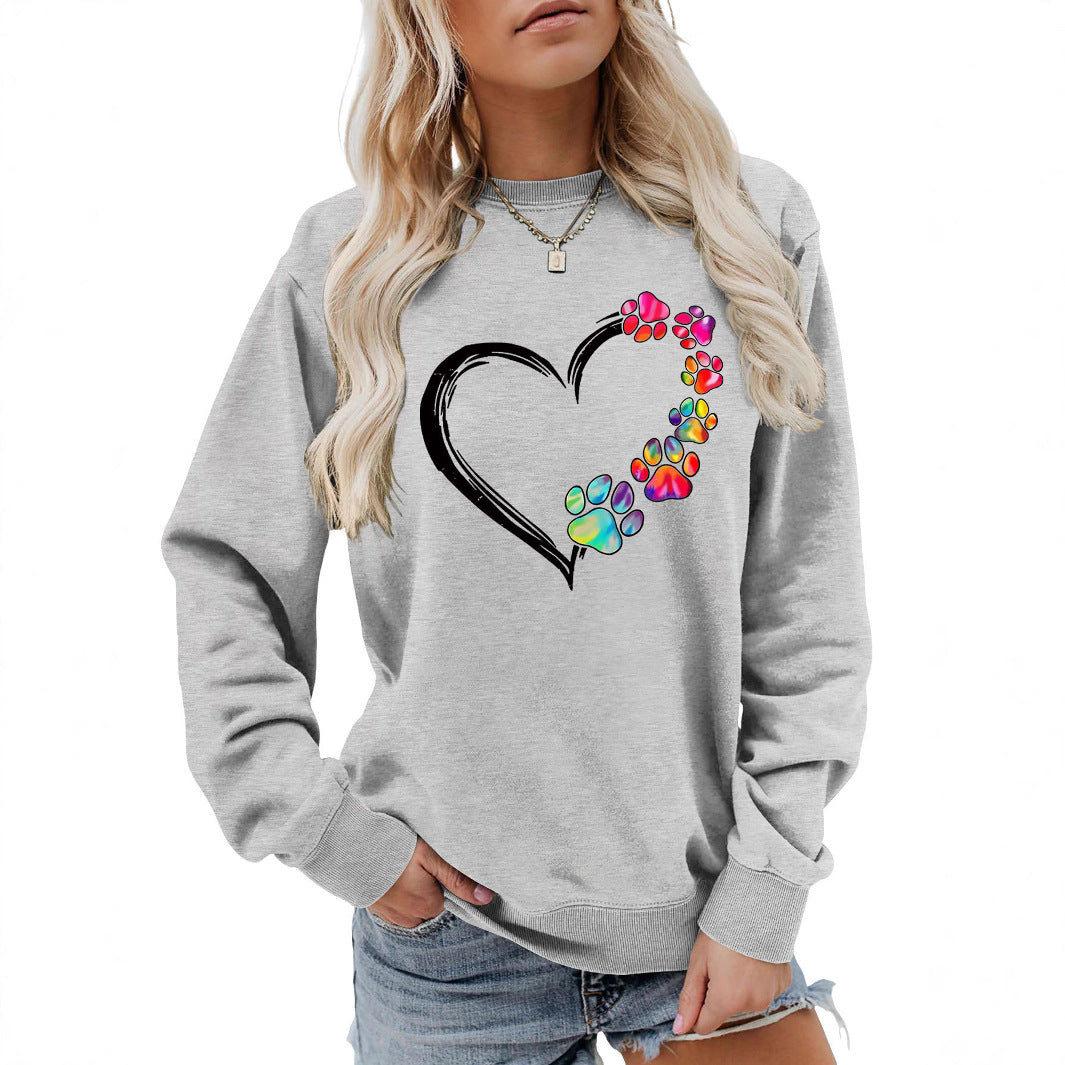 Kvinnors sweatshirt med kreativt tass-hjärta design Mirla-Eva Jonsson