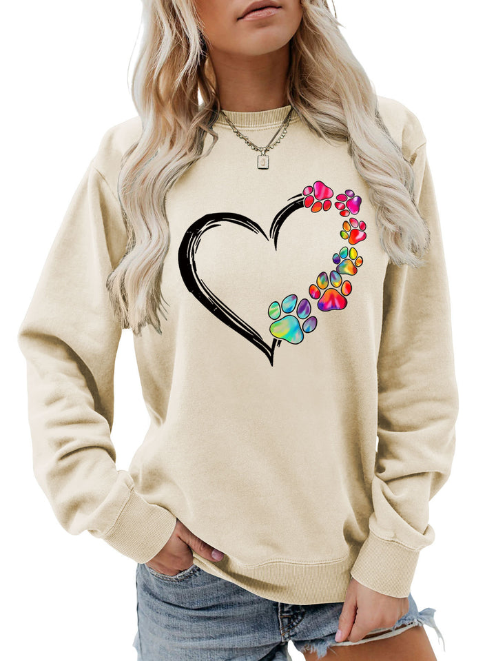 Kvinnors sweatshirt med kreativt tass-hjärta design Mirla-Eva Jonsson