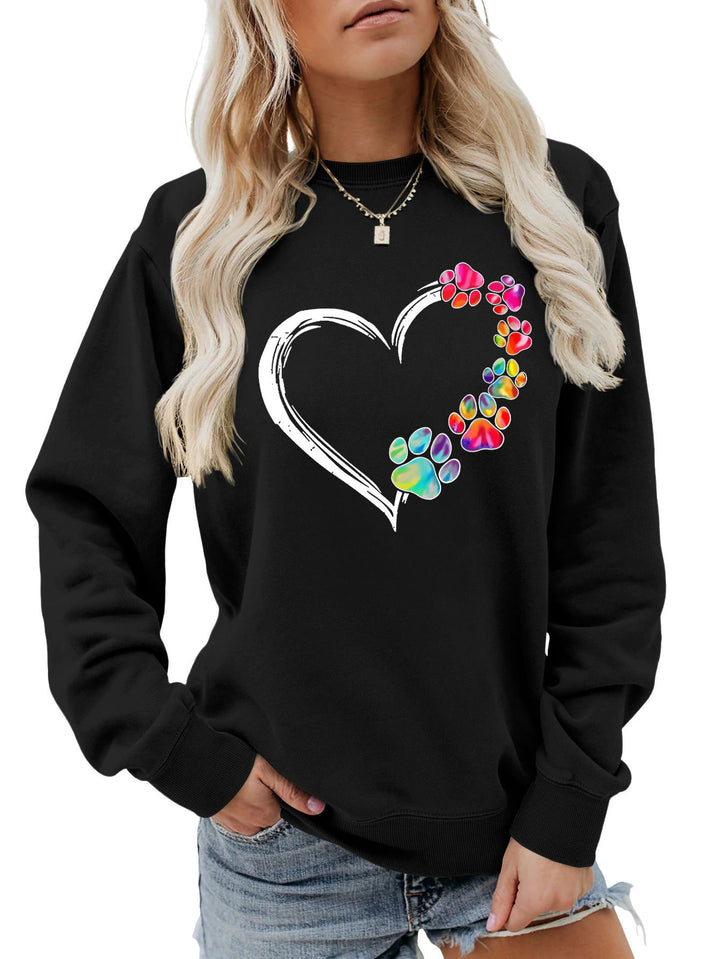 Kvinnors sweatshirt med kreativt tass-hjärta design Mirla-Eva Jonsson