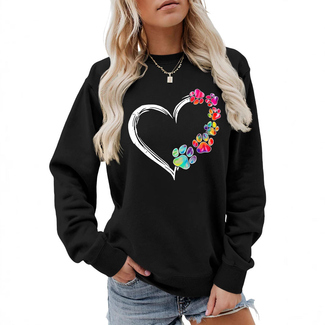 Kvinnors sweatshirt med kreativt tass-hjärta design Mirla-Eva Jonsson