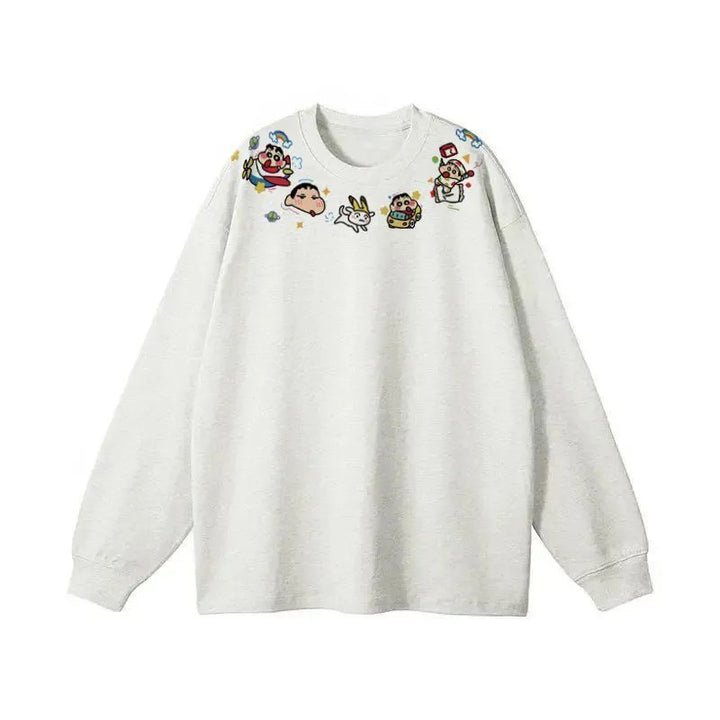 Kvinnors sweatshirt med lekfull cartoon-halsringning Mirla-Eva Jonsson