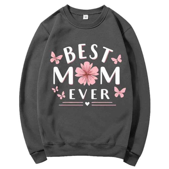 Kvinnors sweatshirt med lekfull favorittext och blommönster Mirla-Eva Jonsson