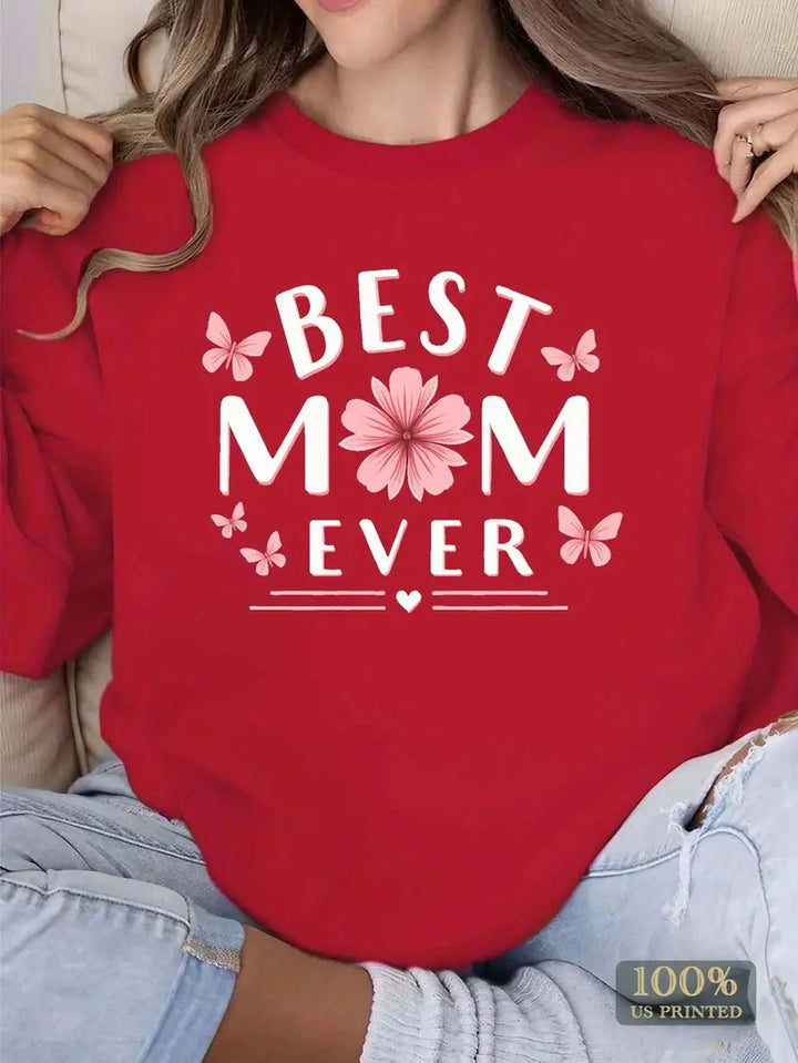 Kvinnors sweatshirt med lekfull favorittext och blommönster Mirla-Eva Jonsson